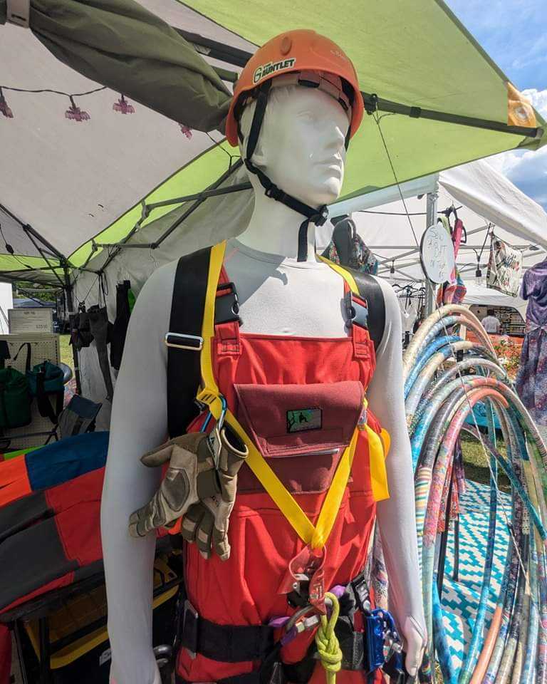 Mannequin wearing large chest harness