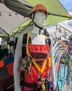 Mannequin wearing large chest harness